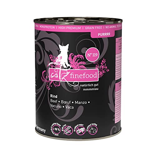 catz finefood Purrrr Rind Monoprotein Katzenfutter nass N° 119, für ernährungssensible Katzen, 70% Fleischanteil, 6 x 400g Dose catz finefood Purrrr Rind Monoprotein Katzenfutter nass N° 119, für ernährungssensible Katzen, 70% Fleischanteil, 6 x 400g Dose von catz finefood