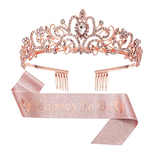 ccHuDE 2 Stück Mommy to Be Schärpe Krone Babyparty Schärpe Tiara Schwangere Mama Schärpe Strass Party Krone Mom to Be Dekorationen für Frauen Mutter Rose Gold ccHuDE 2 Stück Mommy to Be Schärpe Krone Babyparty Schärpe Tiara Schwangere Mama Schärpe Strass Party Krone Mom to Be Dekorationen für Frauen Mutter Rose Gold von ccHuDE