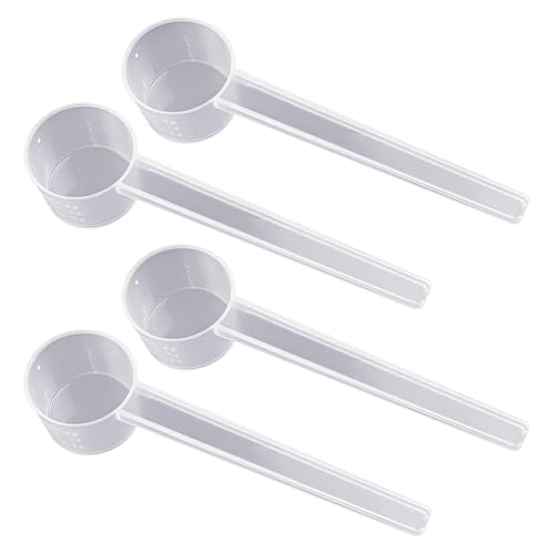 ccHuDE 4 Stück Kunststoff-Waschpulver-Schaufel, transparente Messschaufel, langer Griff, Kaffeelöffel, Proteinpulver-Schaufeln, Küche, Backen, Messlöffel für Flüssigkeit, 5 g von ccHuDE