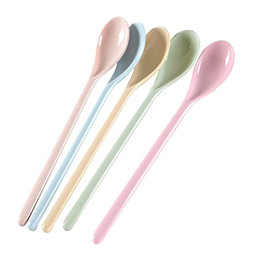 ccHuDE Melamin-Rührlöffel mit langem Griff, bunt, für Kaffee und Cocktail, für Eis und Milch, 5 Stück von ccHuDE