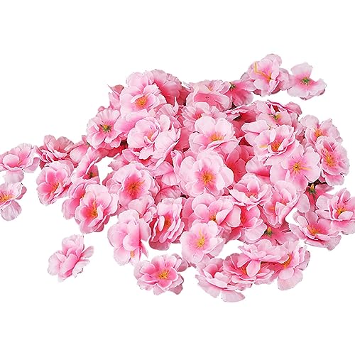 ccHuDE Künstliche Kirschblütenköpfe aus Seide, Pfirsichblüten, künstliche Blumenköpfe, kleine Blumen, Deko, Party-Dekoration, Blumen, 100 Stück von ccHuDE