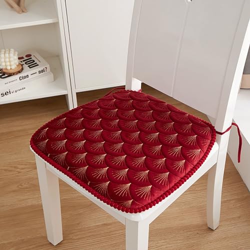 ccXrC Stuhlpolster für Esszimmerstühle mit Krawatten, Memory Foam-Kissen, Esszimmerstuhlkissen, rutschfeste, Dicke, waschbare Stuhlkissen (Color : Red, Size : 2 Pack) von ccXrC