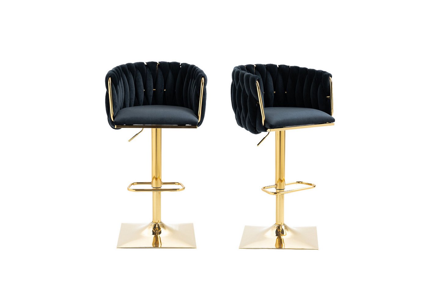 ccbetter Barhocker Drehbare Barhocker, 2er-Set (Höhenverstellbare, 2 St., Handgewebter Rückenlehne), Für Küchenessen, mit Chromfußstütze und -basis von ccbetter