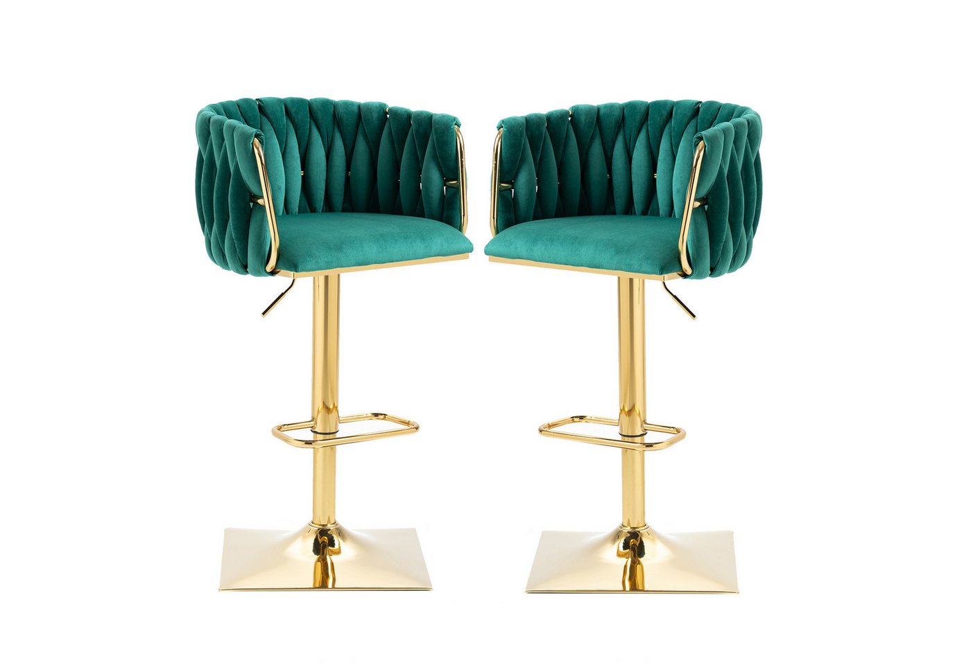 ccbetter Barhocker Drehbare Barhocker, 2er-Set (Höhenverstellbare, 2 St., Handgewebter Rückenlehne), Für Küchenessen, mit Chromfußstütze und -basis von ccbetter