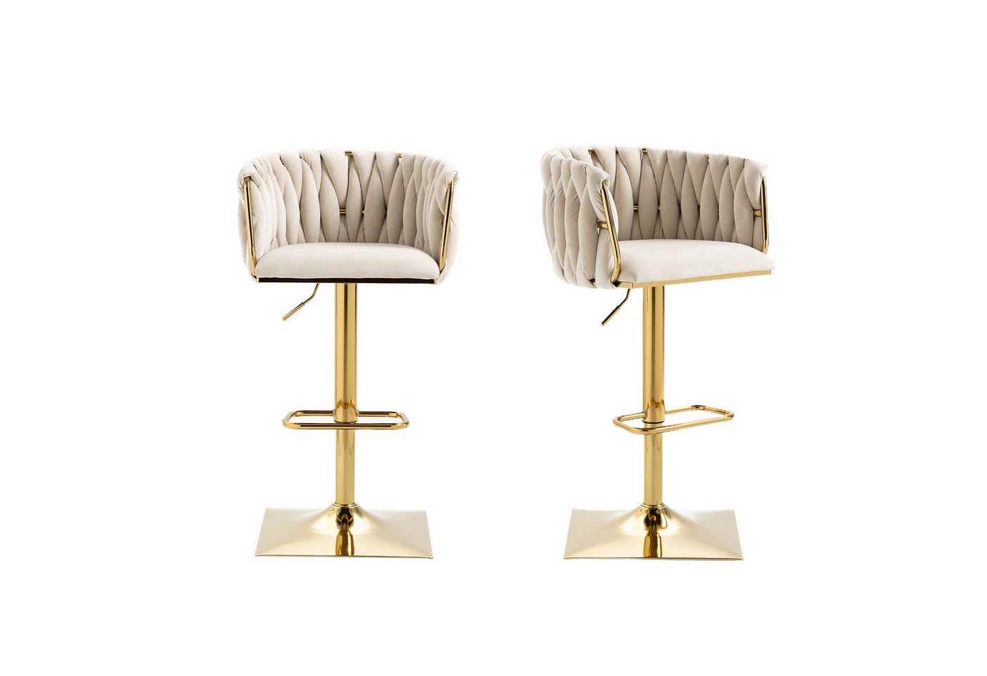 ccbetter Barhocker Drehbare Barhocker, 2er-Set (Höhenverstellbare, 2 St., Handgewebter Rückenlehne), Für Küchenessen, mit Chromfußstütze und -basis von ccbetter