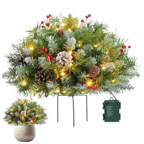 Beleuchteter künstlicher Weihnachtsfüller, Weihnachtspflanzerfüller | 16-Zoll-Baum vorbeleuchtet mit Ständer - 50 LED-, Weihnachtsbaum, leuchtender Pflanzgefäß-Füller für den Außenbereich für Beleuchteter künstlicher Weihnachtsfüller, Weihnachtspflanzerfüller | 16-Zoll-Baum vorbeleuchtet mit Ständer - 50 LED-, Weihnachtsbaum, leuchtender Pflanzgefäß-Füller für den Außenbereich für von ccuzs