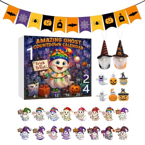 Halloween Countdown Ghost Themed - Halloween Kalender 2025 | Acryl Ornament 2D Dekoration für Urlaub Kinder Party Erwachsene Mädchen Baum Halloween Countdown Ghost Themed - Halloween Kalender 2025 | Acryl Ornament 2D Dekoration für Urlaub Kinder Party Erwachsene Mädchen Baum von ccuzs