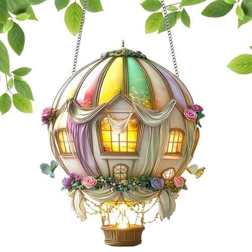 Heißluftballon Solarlaterne,Ballon Solarlampen - 2D Laterne Mit Flackerflamme Für Garten Terrasse Geburtstagsfeier Wege von ccuzs