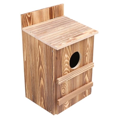 Owl House, Wooden Nesting Box with Circular Opening, Large Outdoor Birdhouse for Owls and Kestrels, Weather-Resistant Shelter Easy Assembly with Mounting Screws for Trees and Posts 14.5x7.5x9in von ccuzs