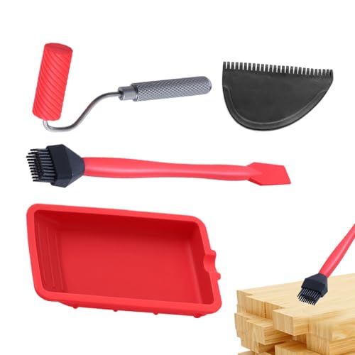 Wood Glue Applicator Roller with Tray, Reusable Adhesive Spreader Kit with Brush and Spreader, Efficient Hand Tool for Carpentry Craft Woodworking Projects, Red, 1 Set Wood Glue Applicator Roller with Tray, Reusable Adhesive Spreader Kit with Brush and Spreader, Efficient Hand Tool for Carpentry Craft Woodworking Projects, Red, 1 Set von ccuzs