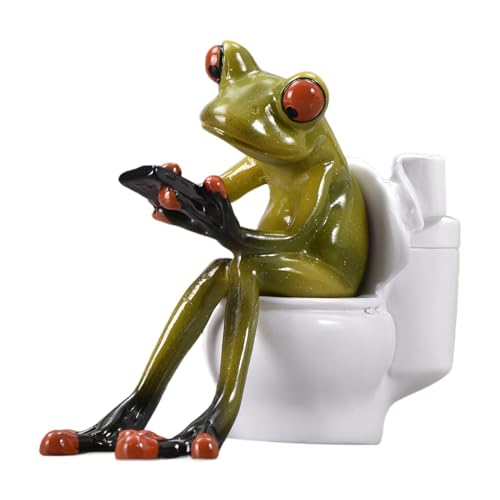 ccuzs Frosch-Design-Figuren, lustige Garten-Frosch-Ornament, skurrile Toiletten-Frosch-Figuren, Schreibtischfrösche sitzen auf Toilette, 12 x 7 x 10 cm, für Garten, Hof, Innen- und Außendekoration ccuzs Frosch-Design-Figuren, lustige Garten-Frosch-Ornament, skurrile Toiletten-Frosch-Figuren, Schreibtischfrösche sitzen auf Toilette, 12 x 7 x 10 cm, für Garten, Hof, Innen- und Außendekoration von ccuzs