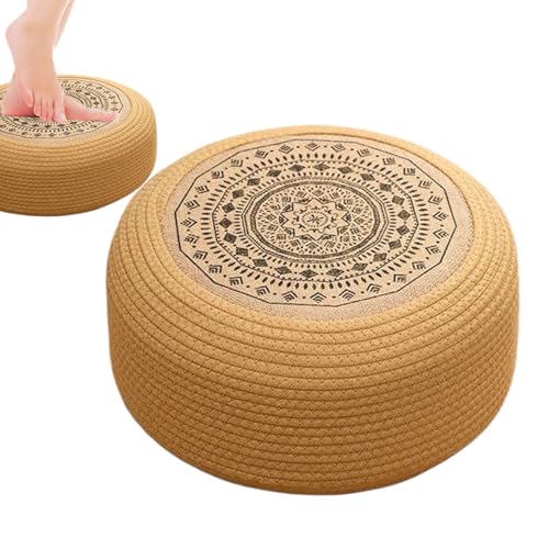 ccuzs Meditation Pillow, Round Cushion Pad, Hand-Woven Tatami Straw Breathable Natural Seat Mat for Yoga, Zen Practice, Temple Decor, Footstool or Home Sitting Area Use von ccuzs