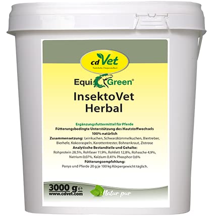 EquiGreen InsektoVet Herbal - Natürliches Ergänzungsfuttermittel für Pferde 3kg mit Bierhefe und Leinkuchen EquiGreen InsektoVet Herbal - Natürliches Ergänzungsfuttermittel für Pferde 3kg mit Bierhefe und Leinkuchen von cdVet