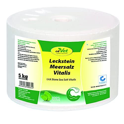 cdVet Leckstein Meersalz Vitalis 5 kg - Natürliche Salzzufuhr für Tiere, Reich an Elektrolyten und Mineralien von cdVet