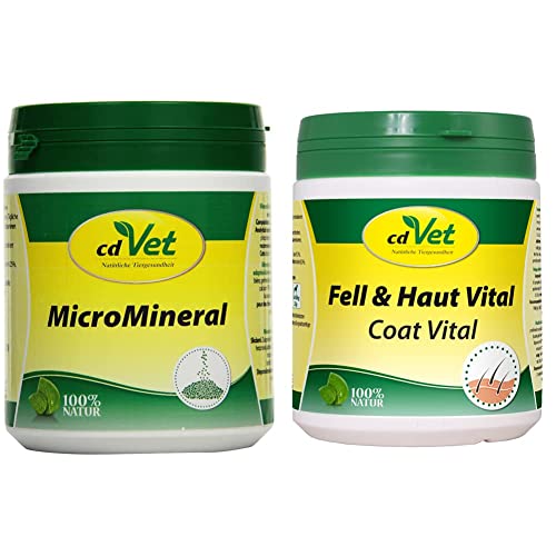 cdVet MicroMineral Hund & Katze 500g - Nahrungsergänzung für Haustiere mit Mineralstoffen und Spurenelementen & cdVet Naturprodukte Fell & Haut Vital Hund & Katze 400 g - Ergänzungsfuttermittel von cdVet