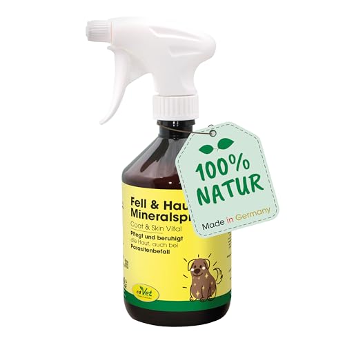 cdVet Naturprodukte Fell & Haut Mineralspray 500 ml - Hund, Pferd - Pflegemittel - Parasitenbefall - pflegt + beruhigt die Haut - Schuppen + trockene Hautpartien + glanzlosem Fell - Reinigung - von cdVet