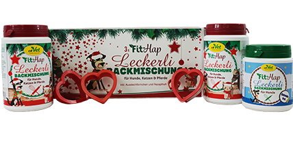 cdVet Naturprodukte Geschenkset Backmischung - Hund, Katze, Pferd - Ausstechförmchen + Rezeptheft + Backmischung - Individualität + Abwandlung möglich - ohne chemische Zusatzstoffe - 100% Natur - von cdVet