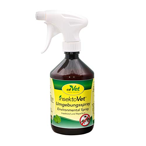 cdVet Naturprodukte InsektoVet Umgebungsspray 500 ml - Bekämpfung von Flöhen in allen Entwicklungsstadien- natürliches Reinigungmittel für Liegeplätze, Stallungen, Sofas, Decken, Autos, usw - von cdVet