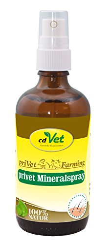 cdVet Naturprodukte privet Mineralspray 100 ml - Ziege, Schwein, Rind - Pflegemittel - juckende + schuppige + trockene Haut - glanzlosem Fell - Parasitenbefall - pflegt + beruhigt die Haut - Glanz - von cdVet