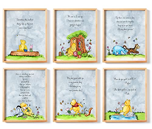 Winnie Puuh Poster, 6er-Set, 20,3 x 25,4 cm, Wandkunst, Wanddekoration, handbemalte Wanddekoration, Winnie Puuh Babyparty, Jungen- und Mädchenzimmer-Dekor, Babydekoration, Bärenfreunde von ceceva