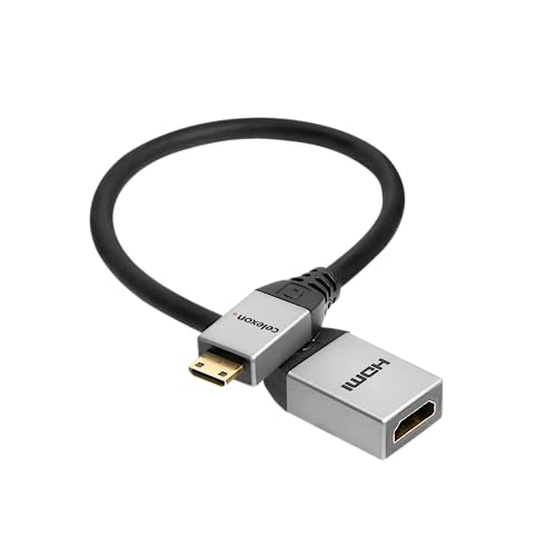 celexon Mini HDMI auf HDMI M/F Adapter mit Ethernet - 2.0a/b - 0,25cm - HDMI-C (Mini) auf HDMI-A - 18Gps 4K, UHD, 4096x2160p @60Hz, 8 Bit, HDR - Plug&Play - Professional Line von celexon