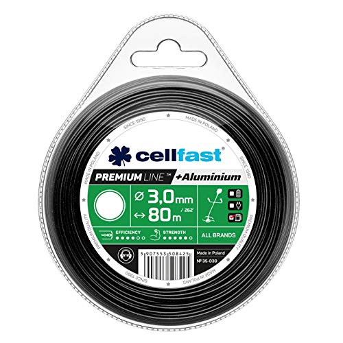 Cellfast Mähfaden Für Rasentrimmer und Freischneider Trimmerfaden Rasentrimmer-Faden Trimmfaden Rasentrimmer Schnur Gehärtet Mit Aluminium Premium Runder Querschnitt 3,0 mm 80 m von Cellfast