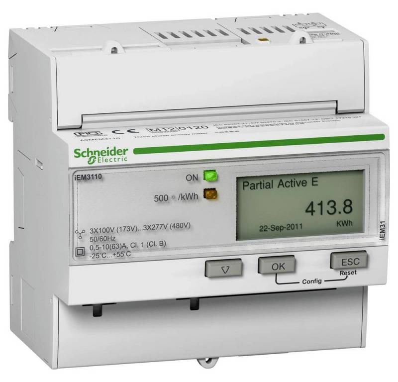 cemon Stromverbrauchszähler Energiezähler IEM3110 3P+N 63A Puls Mid A9MEM von cemon