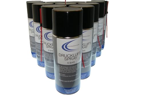 12 Stück Druckluftspray je 400ml mit Sprührohr - Reinigungsspray Druck Luft Sprühdose von centralsystems GmbH