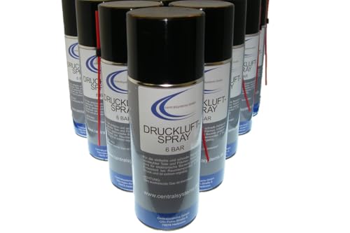 8 Stück Druckluftspray je 400ml mit Sprührohr - Reinigungsspray Druck Luft Sprühdose von centralsystems GmbH
