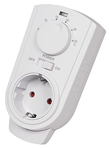 Analoges Steckdosen Thermostat 230V - Zur Steuerung für Heiz und Kühlgeräte, 5°C-30°C einstellbar, z.B. für Infrarotheizung CSTS2 von centralsystems GmbH