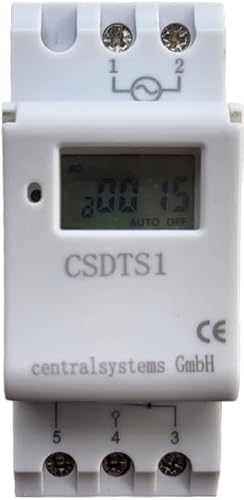 Digitale Zeitschaltuhr CSDTS1 für Hutschiene/Sicherungskasten mit Backup bei Stromausfall 1 Kanal 230V von centralsystems GmbH
