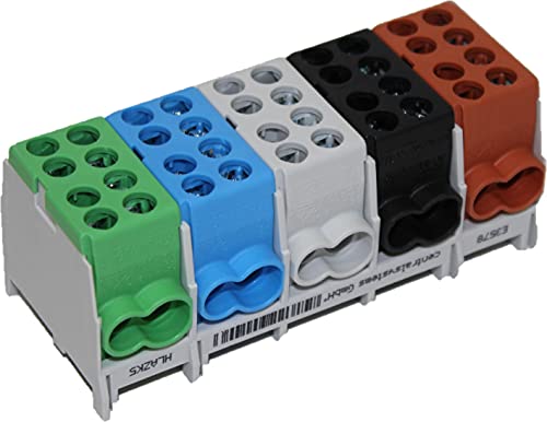 Hauptleitungs Abzweigklemme 5 polig für Hutschiene - VDE GEPRÜFT & MADE IN GERMANY - Strom Verteiler HLAZK5 von centralsystems GmbH