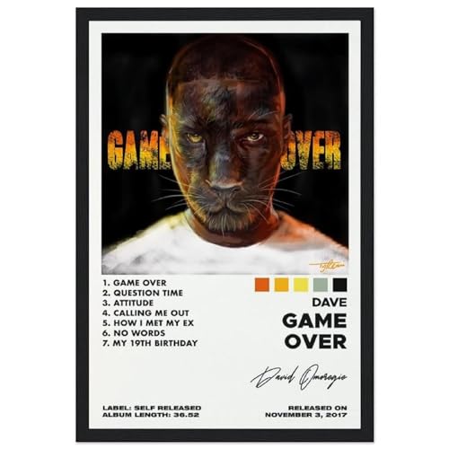 ceok Dave Poster Game Over Tracklist Album Moive Poster Wandkunst Dekor Druck Bild Gemälde für Wohnzimmer Schlafzimmer Dekoration 20 x 30 cm Stil von ceok