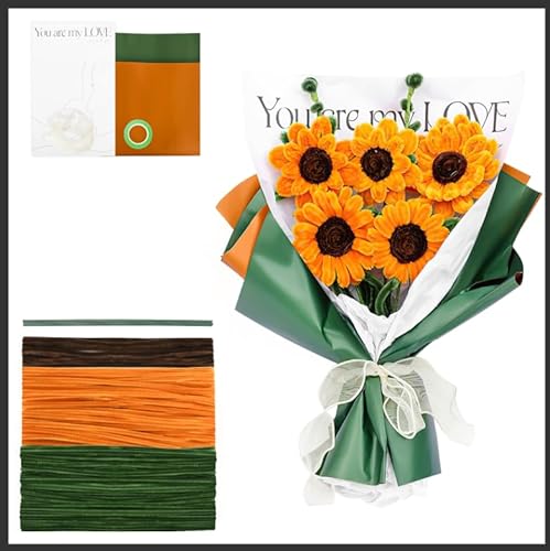 CEOTIS Pfeifenreiniger Set 220 Stück (30cm lang) – Bastelzubehör für Chenilledraht Pipe Cleaners, 3 farbiges Pfeifenreiniger-Set inkl.5 Sonnenblumensträußen.Pipe Cleaner Set,Pfeifenputzer zum Basteln von ceotis