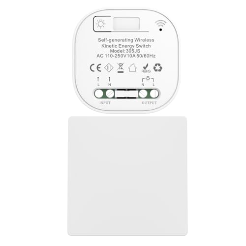 Cerhot funk lichtschalt funkschalt 230v funk lichtschalter ohne batterie set lichtschalter funk wireless light switch funkschalter batterielos funktaster funk-wandschalter für lichter (EU 1Gang 1V1 b) von cerhot