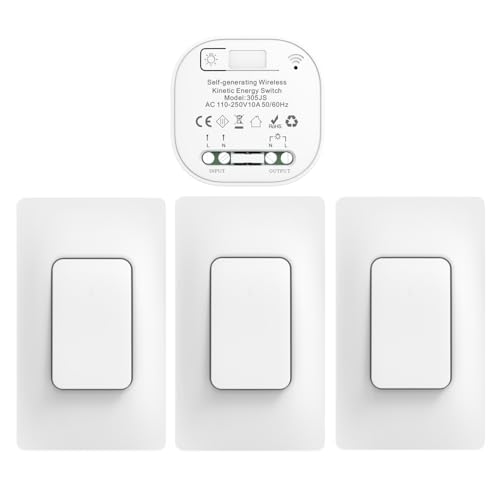 Cerhot funk lichtschalt funkschalt 230v funk lichtschalter ohne batterie set lichtschalter funk wireless light switch funkschalter batterielos funktaster funk-wandschalter für lichter (US 1Gang 3V1 a) von cerhot