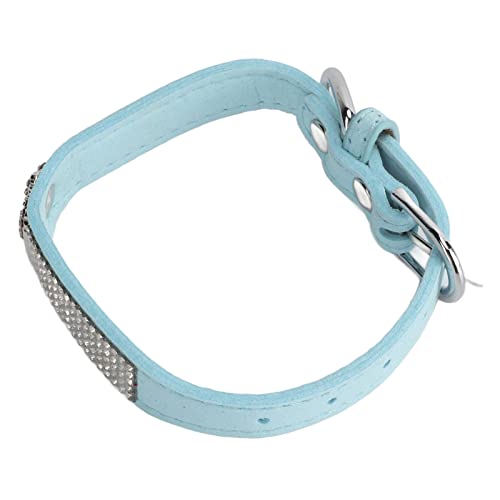 Kleines Haustier Kaninchen Halsband, Glänzende High-End Hardware Haustier Halsband Wildleder Mikrofaser Komfort Dick für Zuhause(Krone leuchtend blau, XXS) von cersalt