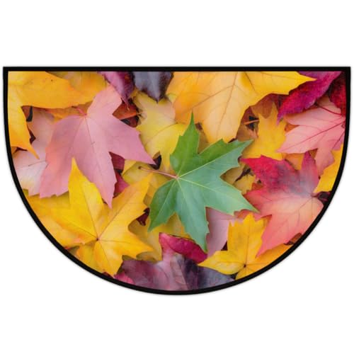 Fußmatte für den Innen- und Außenbereich, Herbst-Ahornblätter, halbrund, saugfähig, rutschfeste Unterseite, Willkommens-Fußmatte, Terrasse, Eingang, niedriges Profil, Bodenmatten für Küche, Kamin von cfpolar