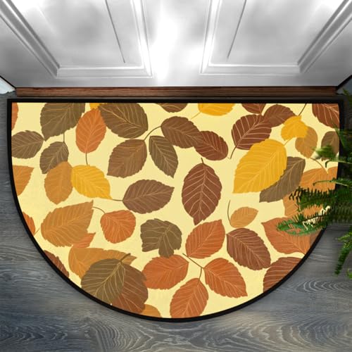 cfpolar Rutschfeste, weiche, halbrunde Fußmatte, Ahornblätter, Herbst, halbrund, Matte für Inneneingang, Garage, Bad, Wohnzimmer, Terrasse, 61 x 91,4 cm von cfpolar