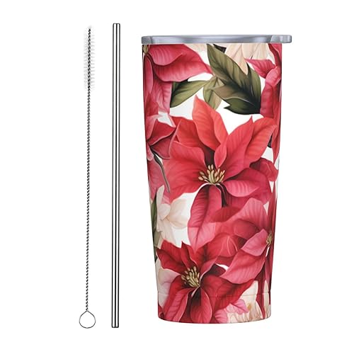 cfpolar Wasserfarben-Weihnachtsstern-Blumen, 590 ml, Edelstahlbecher, isolierter Reise-Kaffeebecher mit Deckel und Strohhalm, langlebige Kaffeetasse, Wasserflasche für kalte und heiße Getränke cfpolar Wasserfarben-Weihnachtsstern-Blumen, 590 ml, Edelstahlbecher, isolierter Reise-Kaffeebecher mit Deckel und Strohhalm, langlebige Kaffeetasse, Wasserflasche für kalte und heiße Getränke von cfpolar