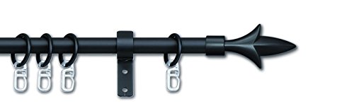 CG-Sonnenschutz Gardinenstange Lilie ausziehbar 16/13 mm schwarz oder silber komplett inkl Träger & Ringe (70-120 cm, schwarz) von CG-Sonnenschutz