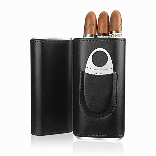 3 Zigarren Set Leder Zigarrenetui mit Cutter Zedernholz ausgekleidet Zigarren Humidor Portable Travel Zigarrenetui Schwarz 3 Zigarren Set Leder Zigarrenetui mit Cutter Zedernholz ausgekleidet Zigarren Humidor Portable Travel Zigarrenetui Schwarz von cgaplus