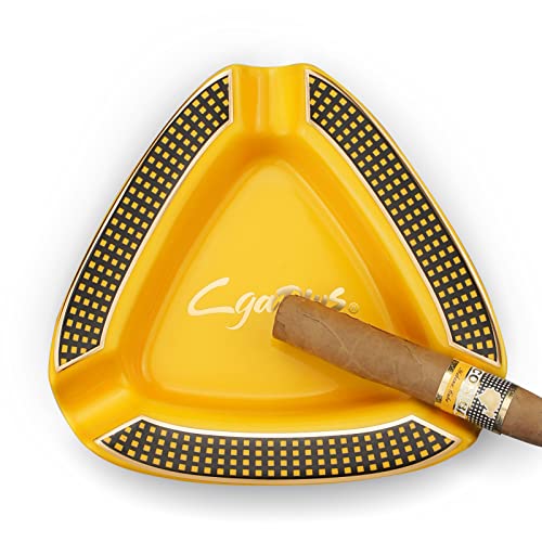 Cgaplus Zigarre Aschenbecher Dreieck Klassische Keramik große Aschenbecher für Outdoor Home Office(Gelb) von cgaplus