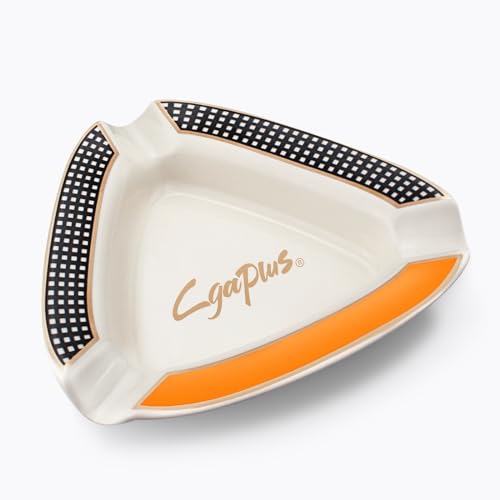 Cgaplus Zigarre Aschenbecher Dreieck Klassische Keramik große Aschenbecher für Outdoor Home Office(Weiß) von cgaplus
