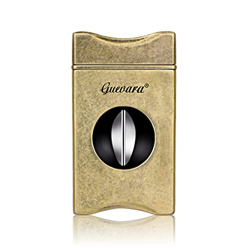 V Cut Zigarrenschneider mit Zigarrenständer Edelstahlklinge Zigarren Guillotine Zigarrenschneider mit Geschenkbox(Gold) von cgaplus