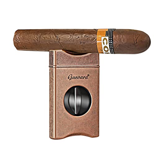 V Cut Zigarrenschneider mit Zigarrenständer Edelstahlklinge Zigarren Guillotine Zigarrenschneider mit Geschenkbox(Roségold) von cgaplus