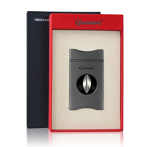 V Cut Zigarrenschneider mit Zigarrenständer Edelstahlklinge Zigarren Guillotine Zigarrenschneider mit Geschenkbox(Schwarz) von cgaplus