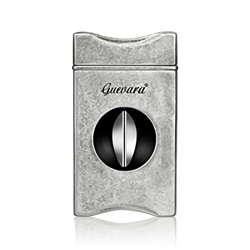 V Cut Zigarrenschneider mit Zigarrenständer Edelstahlklinge Zigarren Guillotine Zigarrenschneider mit Geschenkbox(Silber) von cgaplus