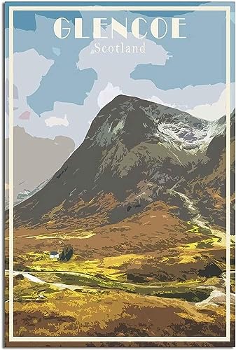 Leinwand-Poster Glencoe Schottland Vintage Reiseposter, dekorative Drucke, Wandgemälde, Dekoration, Raumdekoration, Kunst Ungerahmt 40x60cm von cgltd