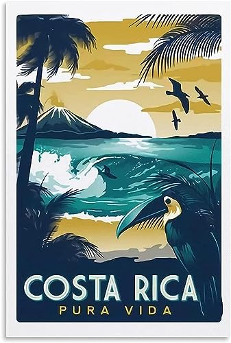 Leinwandkunst Costa Rica Vintage Reise Poster Malerei Wand Kunst Wandbild Home Dekoration Raum Dekor Ungerahmt 60x90cm von cgltd